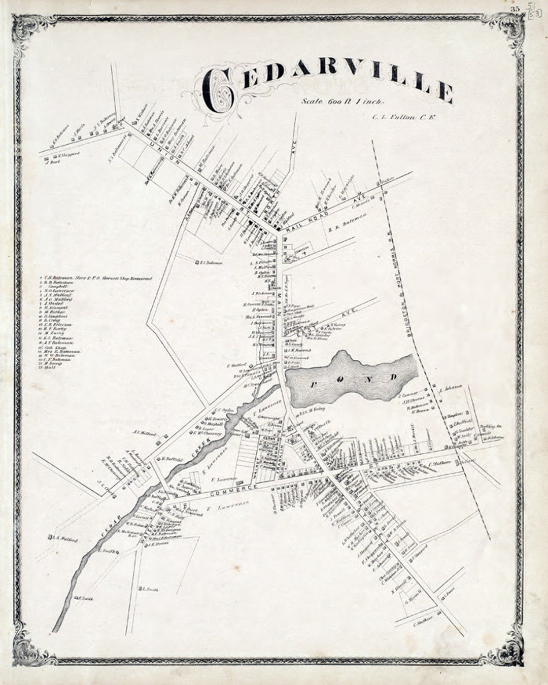1876 Map of Cedarville Cumberland County New Jersey Etsy