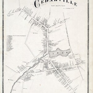 1876 Mapa del condado de Cedarville Cumberland, Nueva Jersey