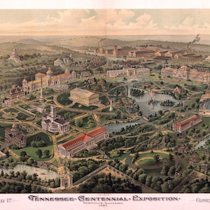 1896 Aerial Map Photo of Nashville Tennessee