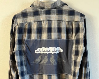 Alabama Shakes Upcycled Plaid Long Sleeve Button Up Shirt