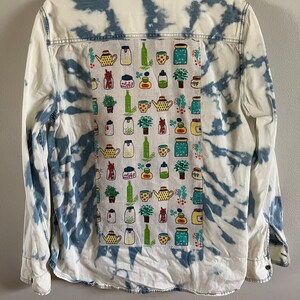 Relax Mode Upcycled Bleach Dyed Long Sleeve Denim Button-up