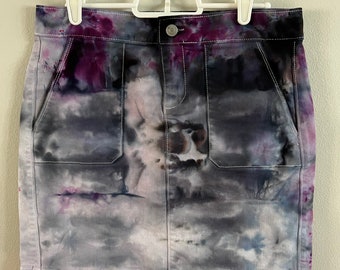 Bad Berry Upcycled Ice Dyed Denim Skirt