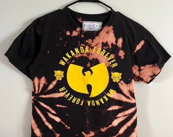 Wakanda Forever Upcycled Bleach Dyed T-shirt