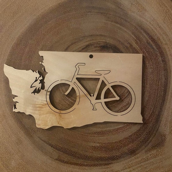 Handmade Wood State Christmas Ornaments with Bicycle Holiday Gift Stocking Stuffer