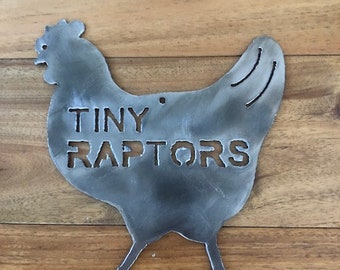 Rustic Recycled Steel Metal Chicken Hen Plaque Wall Decor Sign