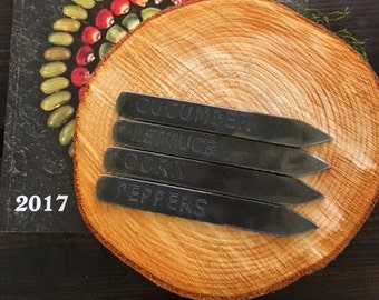 Rustic Recycled Steel Garden Markers Plant Steaks Herb Markers SET OF 4