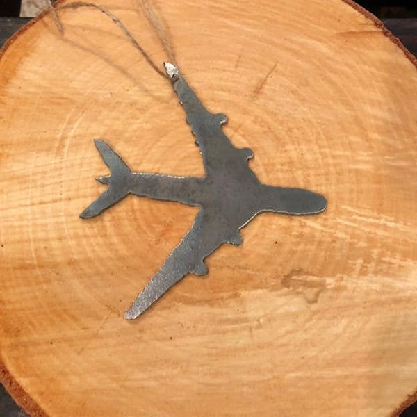 Rustic Recycled Steel Airplane Metal Plane Ornament