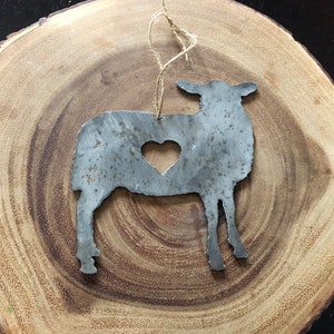 Handmade Wood Sheep Lamb Goat Christmas Ornament Holiday Gift