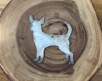 Rustic Steel Metal Recycled Chihuahua Dog Ornament