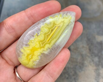 Yellow Agate Druzy Pear Shape Cabochon