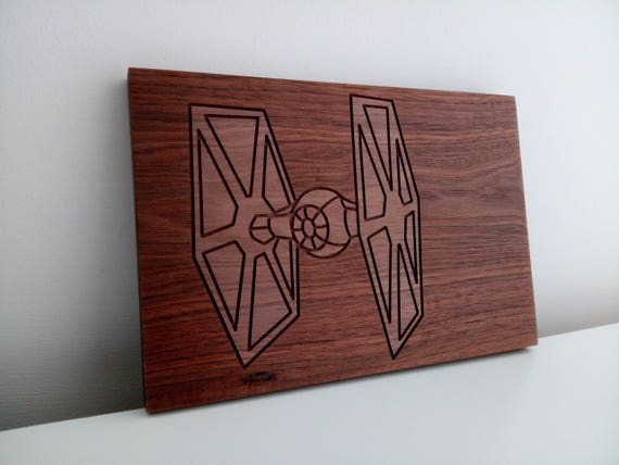 Star Wars Wall Art Tie Fighter Gift Spaceship Carving Wood Etsy