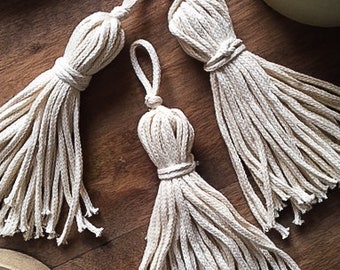 Natural Chunky Cotton Tassels - Cotton Trimming Tassels - Boho Tassels - Large Tassels