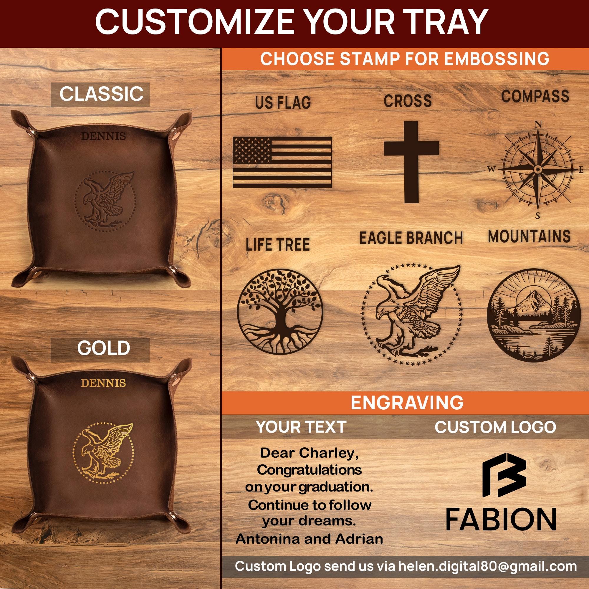 Confirmation Gift for Boys - Personalized Leather Valet Tray 