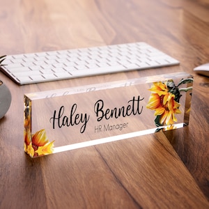 Personalized desk sign for HR Manager, custom gift for new worker, personalized gift for boss,  acrylic name plaque, CEO Desk Sign