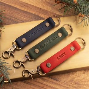 Personalized leather key fob Bible verse gifts, Gifts for Pastor, Him, Men, Gifts ideas for Men, Monogrammed Psalm image 4