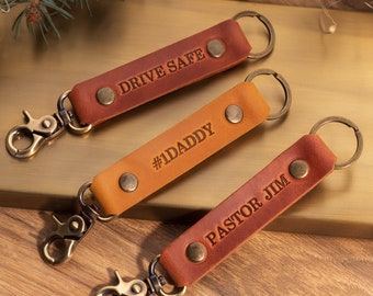 Personalized Leather Keychain, Customized Car Key Fob, Custom, Name Keychain, Gift for Him, Leather Key Fob