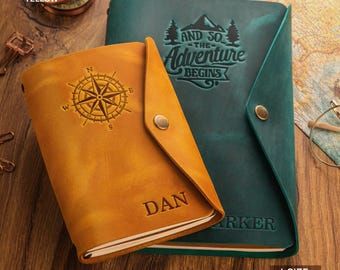 Travelers Journal & Notebook, Adventure Journal, Personalized Leather, Travel, Journal