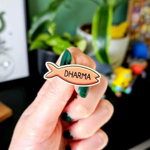 Lost Dharma Initiative Fish Biscuit Wooden Pin Badge