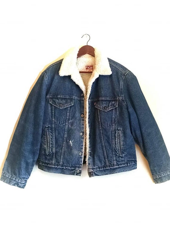 Vintage Levis Denim Sherpa style hipster Jean Jac… - image 4