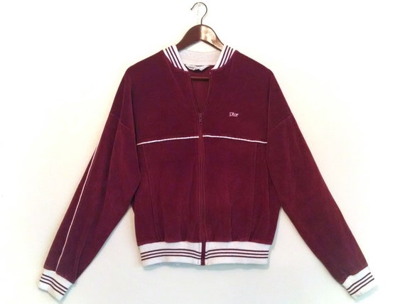 Vintage 1980s Dior Tracksuit sweatshirt velour zip