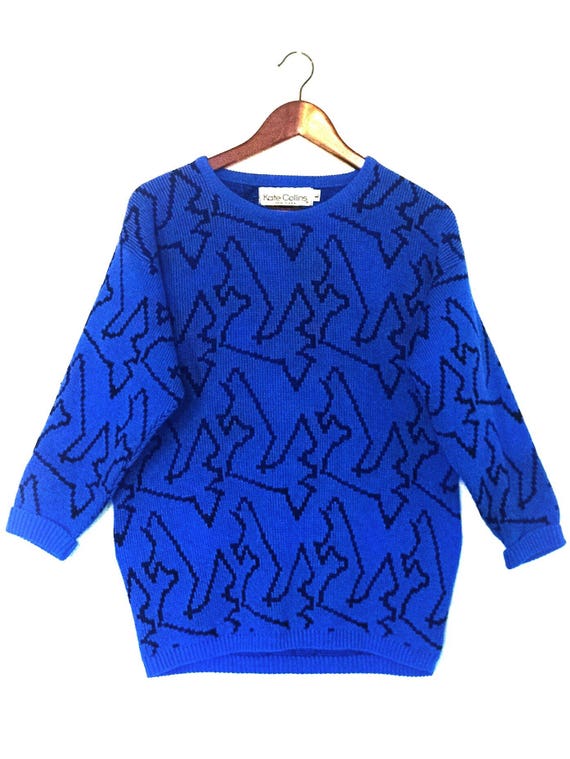 Vintage 1980s abstract geometric hipster sweater … - image 2