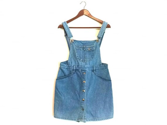 Vintage 1980s 1990s denim overall romper skort min