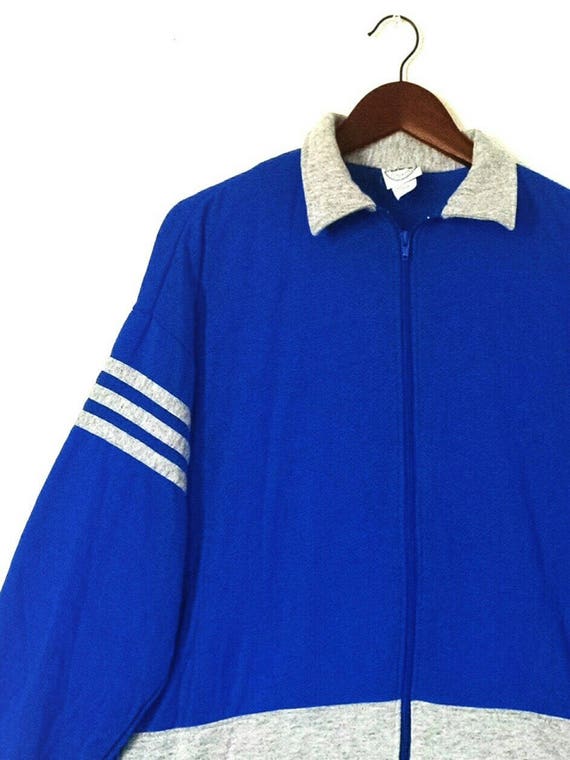 Vintage 1980s soft gray blue jogger zip up sweats… - image 6