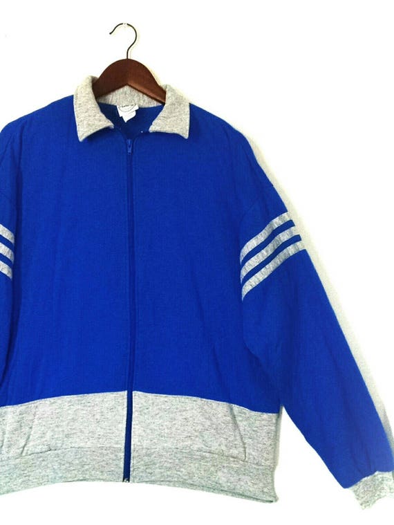 Vintage 1980s soft gray blue jogger zip up sweats… - image 3