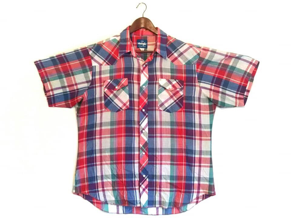 Vintage Wrangler Plaid Western Cowboy 
