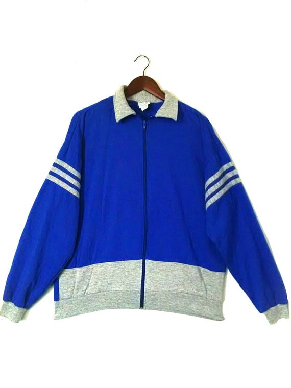 Vintage 1980s soft gray blue jogger zip up sweats… - image 2