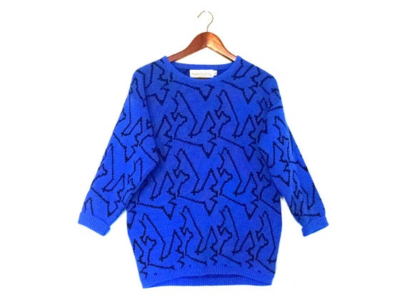 Vintage 1980s abstract geometric hipster sweater … - image 1