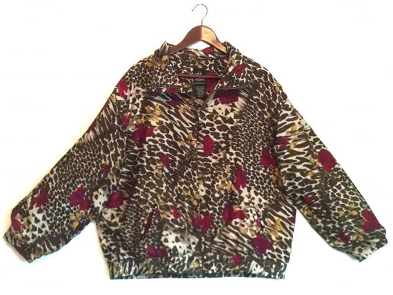 Vintage 1990s floral animal print rose cheetah leo