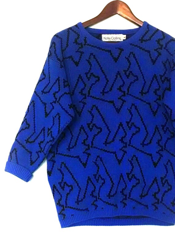 Vintage 1980s abstract geometric hipster sweater … - image 3