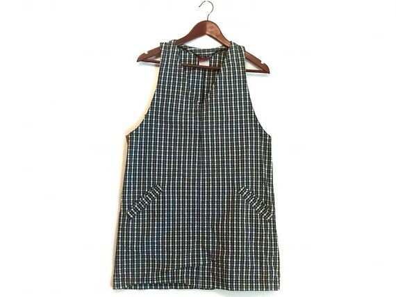 plaid dungaree dress
