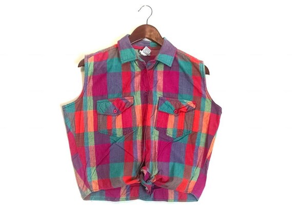 Vintage Pink Plaid Tie up Crop Top 