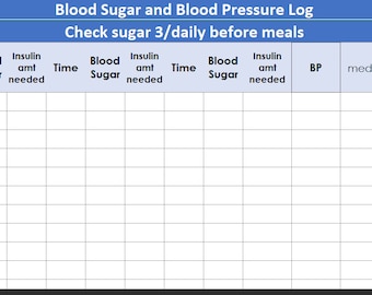 Printable BP and Blood Sugar Log