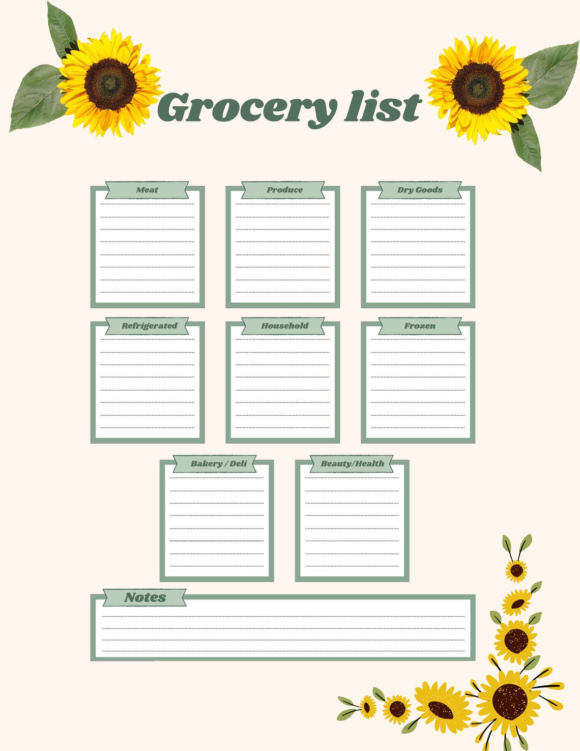 Printable Weekly Meal Planner and Grocery List - Etsy