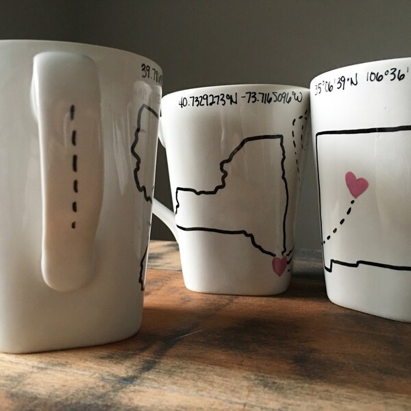 Miss You Mug || Long Distance Mug || States Mug ||Sisters Mug || Best Friend Mug || Birthday || Personalized Gift || Miles Gift || Adventure