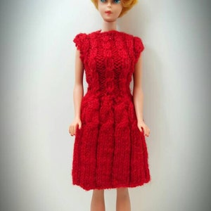 Barbie Doll Sized 12 inch - Crochet Red Sleeveless Dress - Doll not included