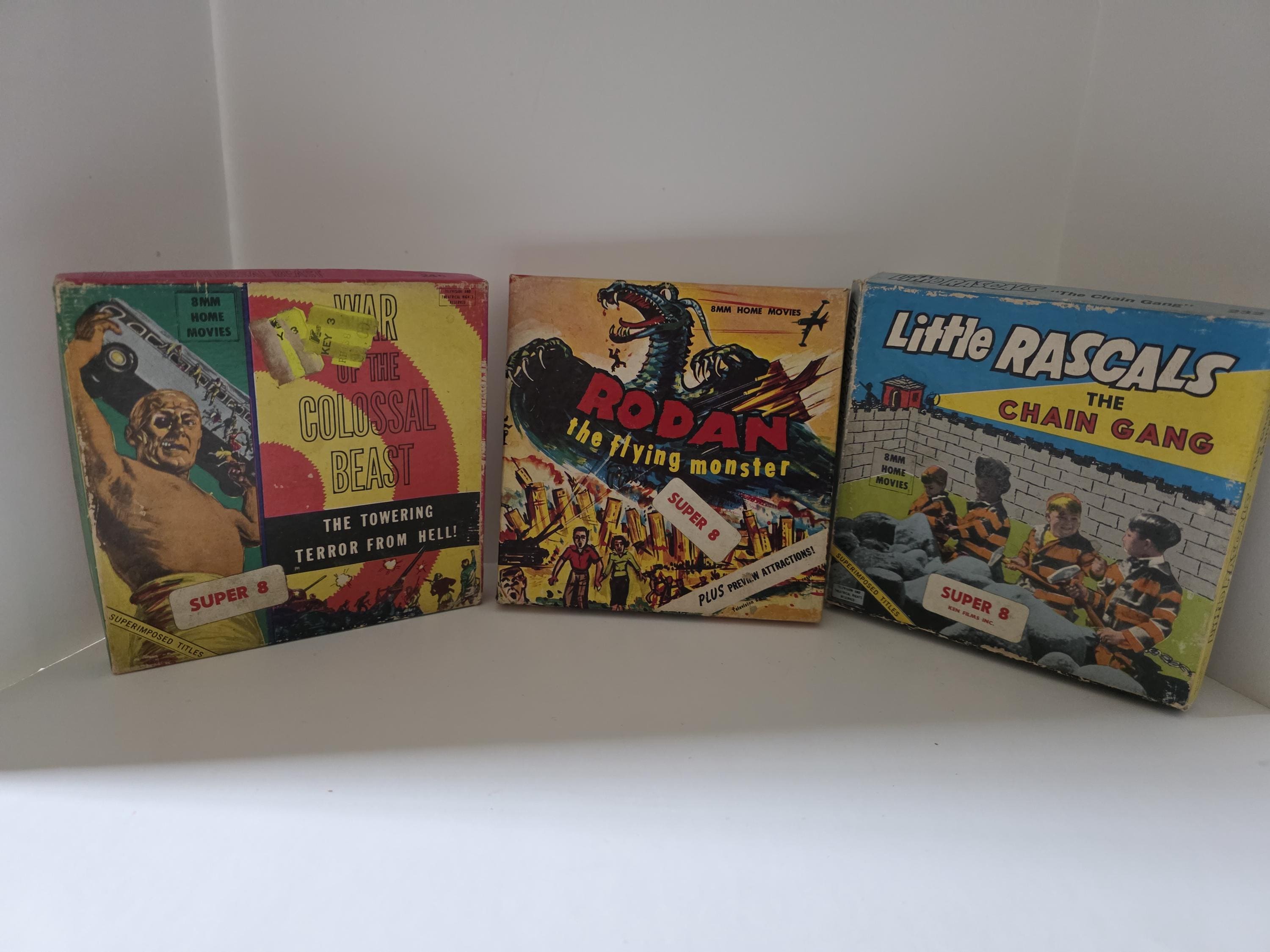 Vintage Super 8mm movies Your choice of movie Little Rascals, Rodan the Flying monster, and War of the Colossal Beast Untested