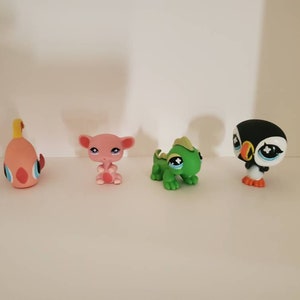 Littlest Pet Shop LPS 10 pack set of 4 Funniest Pets #651 Lizard #622 Pig #633 Mouse #654 Puffin Bird