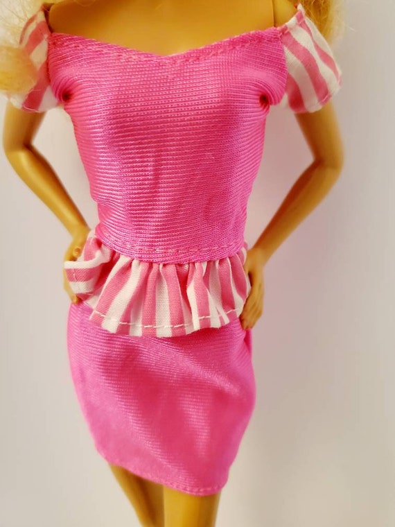 BARBIE CLOTHES PINK Dresses with Barbie tags vintage lot of 7
