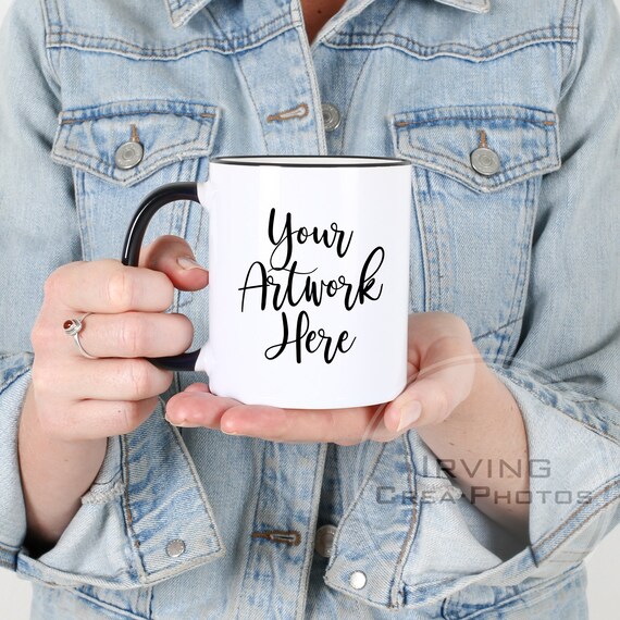 Black Handle Mug Mockup 11oz White Mug Mockup Woman