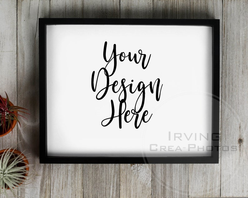 Download Frame Mockup Black Frame Mock Up Horizontal Rustic Wood ...