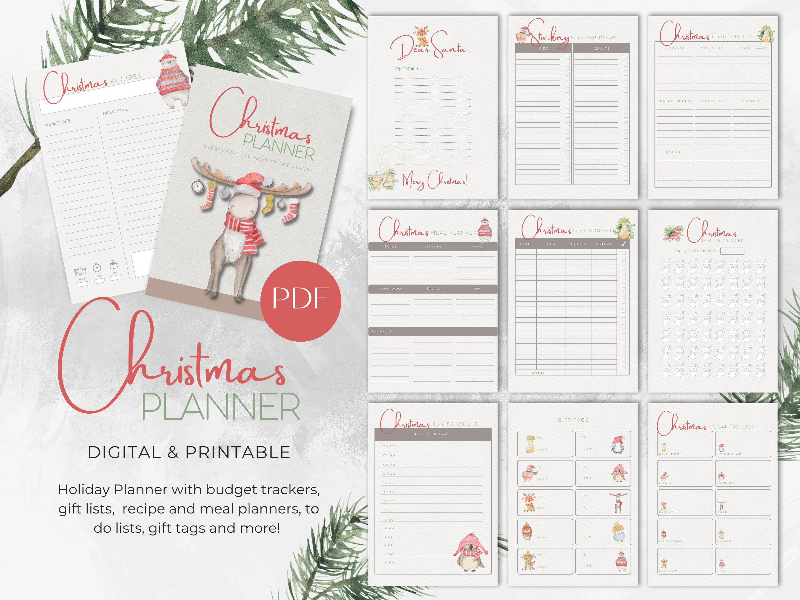 Christmas Planner Printable Holiday Planner Gift Budget Planner Xmas ...