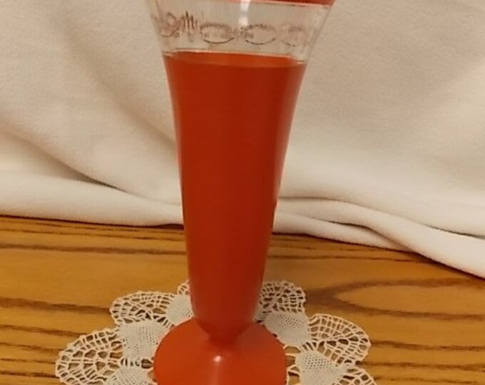 Vintage Orange Glass Tall Vase With Art Deco Gilt Accents Etsy