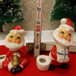 Ceramic Santa Candle Holders Japan, set of two