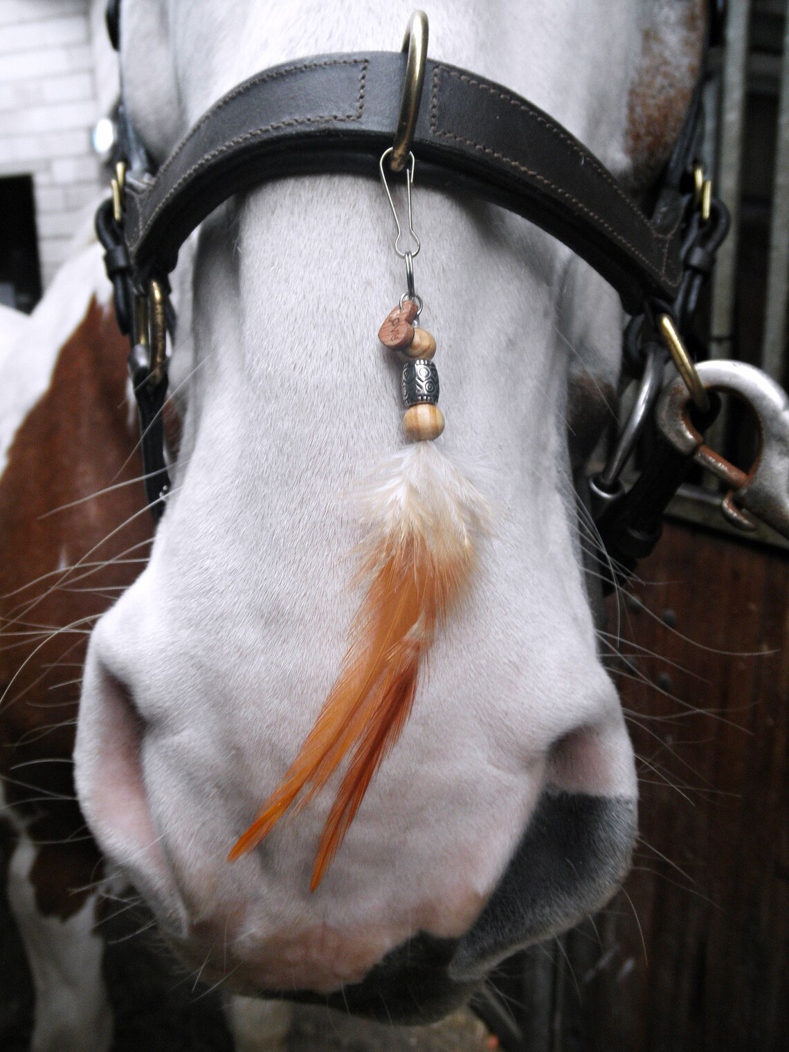 Horse Bridle Charm With Feathers Wooden Love Charm Horse Etsy