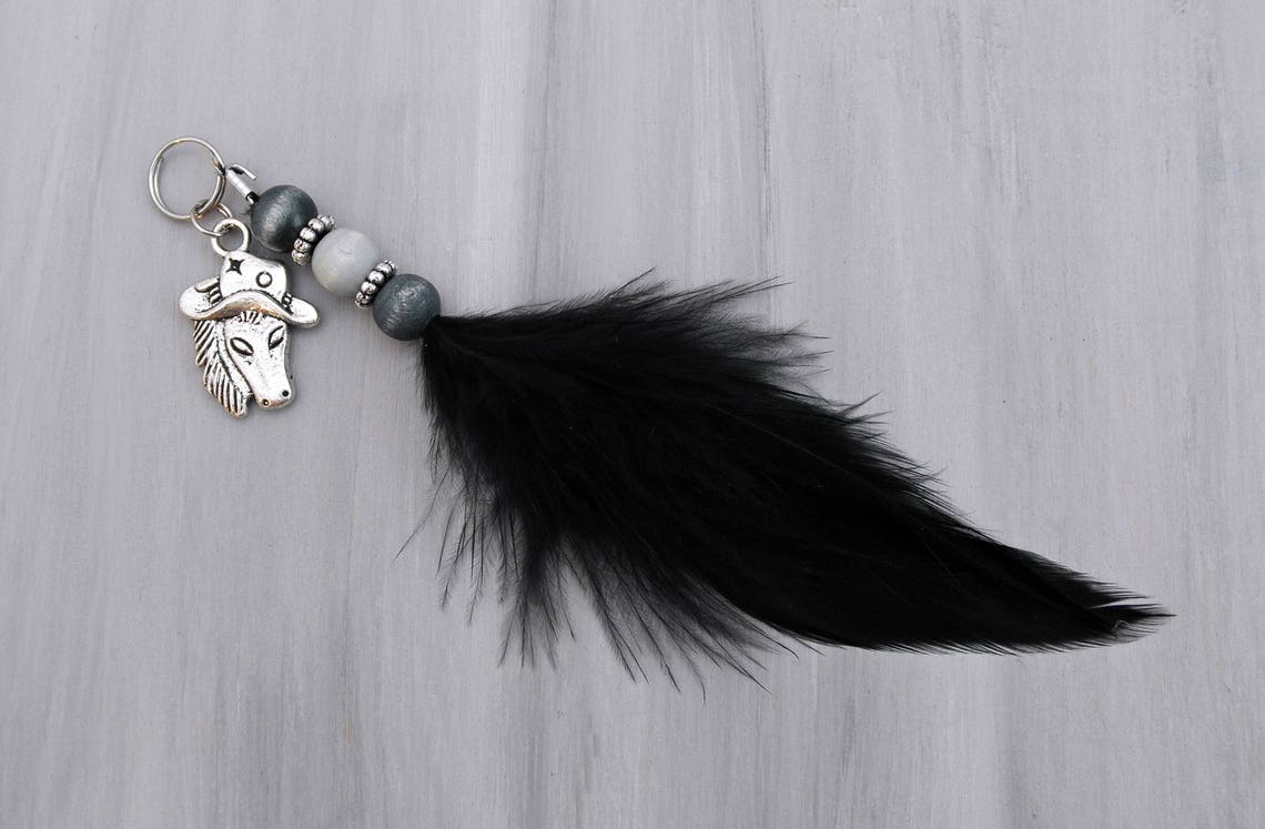 Black Feather Bridle Charm Black Horse Charm Horse Halter Etsy