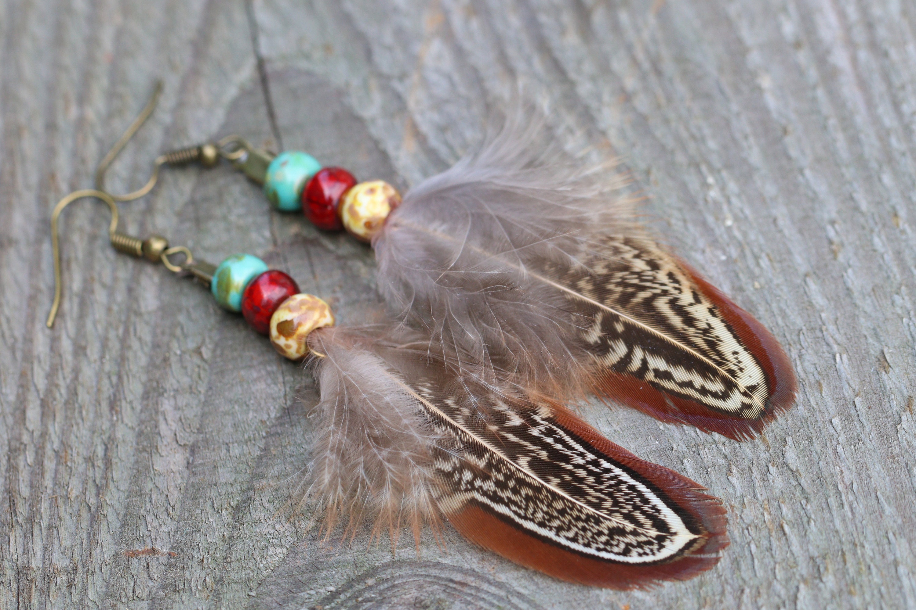 Feather Earrings Copper Feather Earrings Fire Patina  Etsy New Zealand